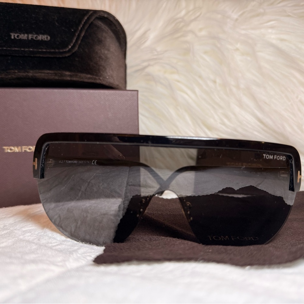 Tom Ford Dark Gray Shield Sunglasses